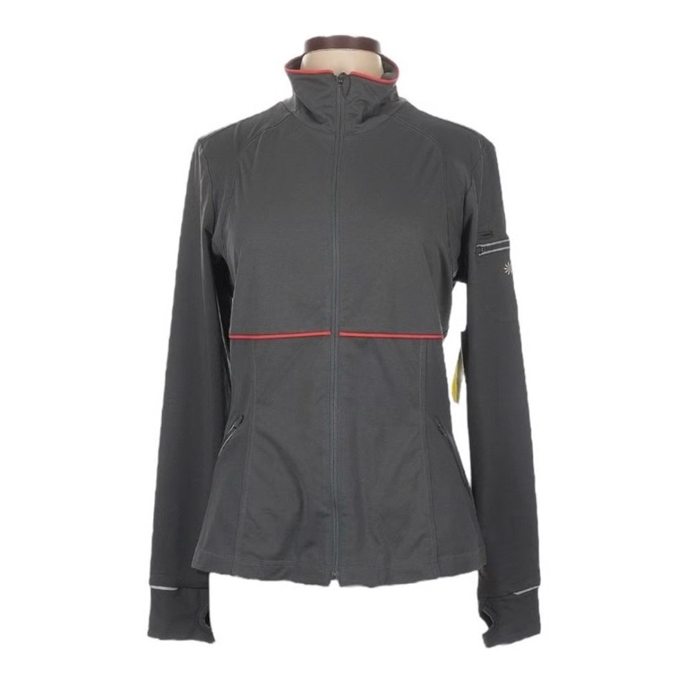 Athleta Sweatshirt Full Zip Womens Size Medium Gray Cycling Reflective Trim